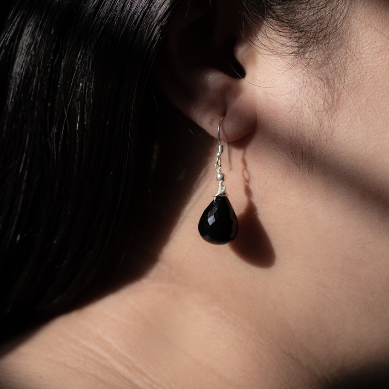 Captivating 925 Silver-Black Spinel Earrings