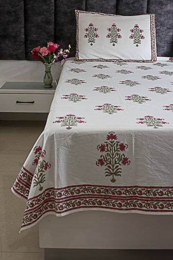 Raga Handblock Print Cotton bedsheets with complimenting pillow covers