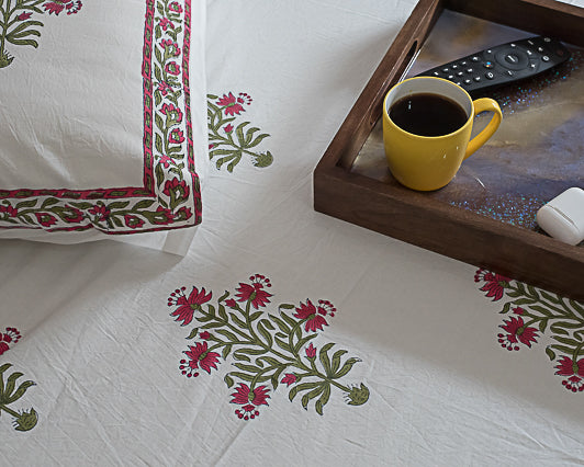 Raga Handblock Print Cotton bedsheets with complimenting pillow covers
