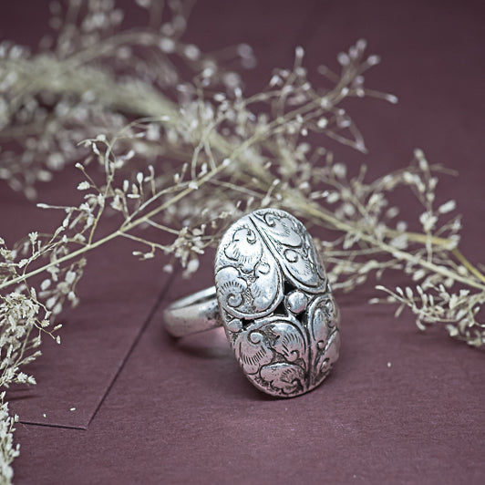 Antique Oval 925 Silver-Ring