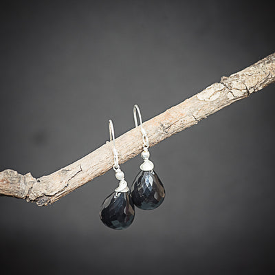 Captivating 925 Silver-Black Spinel Earrings