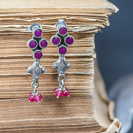 Captivating 925 Silver-Red Stone Earrings