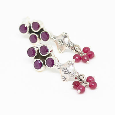 Captivating 925 Silver-Red Stone Earrings